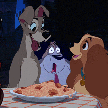 lady and the tramp kiss gif