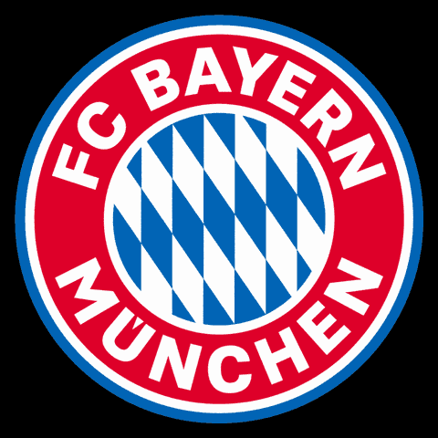 Digital compilation gif. Spinning medallion fills a black background, showing the logo for FC Bayern Munchen football club on one side and a champions trophy plate on the other.