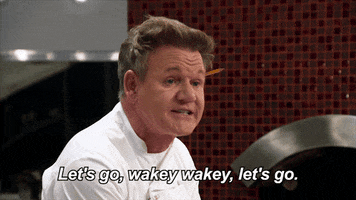 Yelling Wakey Wakey GIF by Food Club FOX