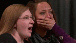 Gif of two women with their jaws dropping.