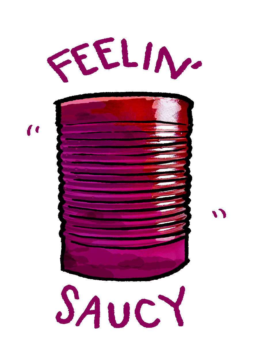 Feeling Saucy Cranberry Sauce Sticker by printmeggin for iOS & Android