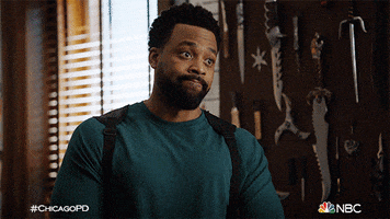 TV gif. LaRoyce Hawkins as Kevin on Chicago PD gives a slight shrug, and an emphatic, resigned, straight-faced expression