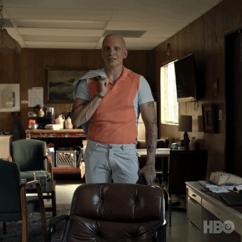 TV gif. Anthony Carrigan as NoHo Hank in Barry stands in an office with wide eyes and an excitable grin. He bounces slightly as he says, "I'm, like, legit nervous."