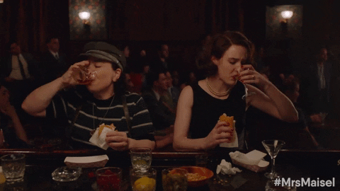 Rachel Brosnahan Eating GIF by The Marvelous Mrs. Maisel - Find & Share on GIPHY