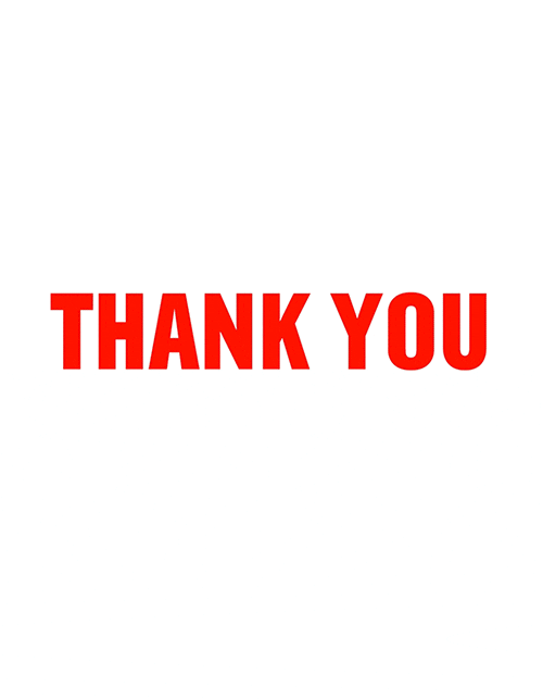 Text gif. The text, "Thank you," is written in red letters on a white background and it multiplies, making the quintessential plastic bag thank you design.