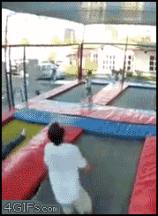 trampoline fail GIF