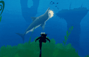 GiantSquidStudios shark diving underwater diver GIF