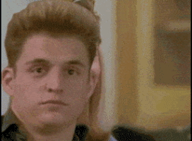 Meme gif. Taken from Encino Man, layered clips of Michael DeLuise as Matt appear in the frame from left and right; he stares at us straight-faced and shaking his head "no."