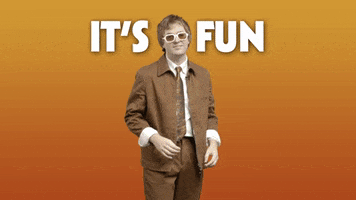 Video gif. A man in sunglasses says "It's fun," before turning around to pause and then turning forward again to complete his sentence, finally ending with, "You can feel." 