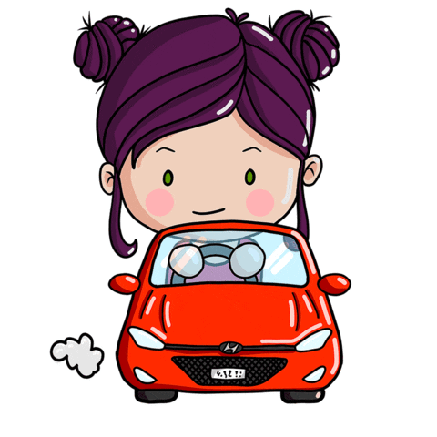 Girl Driving Sticker