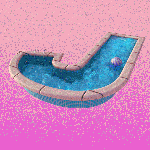 jreams 3d typography letters pool GIF