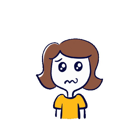 a sad girl thinking animated