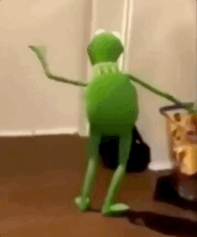 Muppets gif. Kermit dancing, with his back to us, slowly and flowy like a hippie.