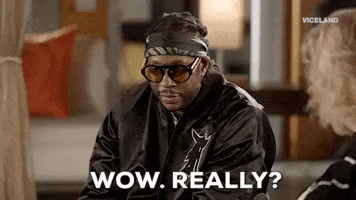 TV gif. 2 Chainz on Most Expensivest shakes his head in disbelief and looks up, saying "wow. really?"