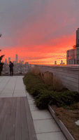 New Yorkers Treated to Brilliant Sunset as Snowstorm Misses City