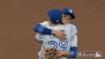 toronto blue jays hug GIF by MLB
