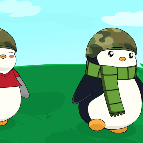 Patrolling Hold On GIF by Pudgy Penguins