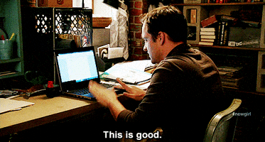 tv excited new girl computer good