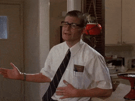 Movie gif. Crispin Glover as George in Back to the Future shakes his head and touches his hand to his chest as he says, "I'm sorry."