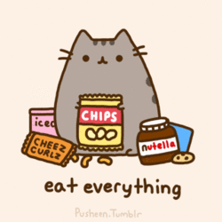 pusheen cat eating