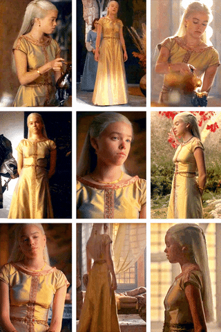 Hotd Costume - Rhaenyra Targaryen Sheen Yellow Dress GIF