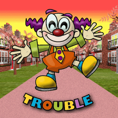 Here Comes Trouble Clown GIF