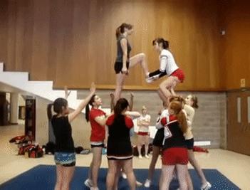 Pop Goes the weasel Cheerleader fails funny gif