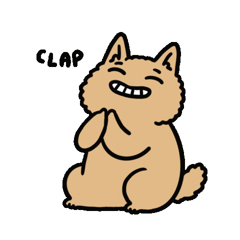 Happy Clap Sticker by Cat and Cat Comics