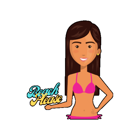 Beach Please Bikini Girl Sticker by cocoglobar