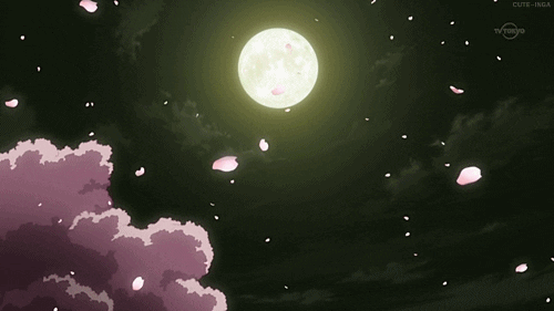  anime night moon gintama sakura GIF