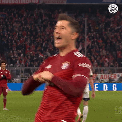 Happy Robert Lewandowski GIF by FC Bayern Munich