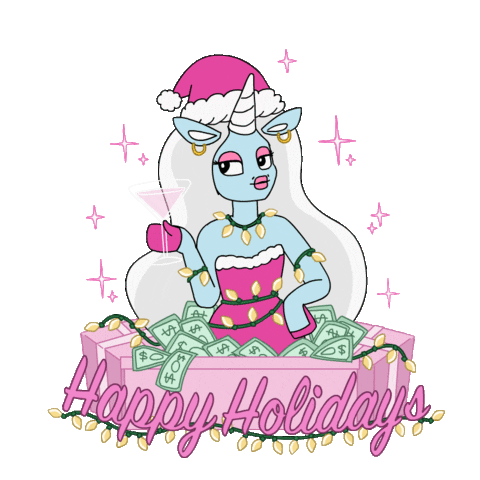 Sassy Holiday Gift Sticker by Glow The Unicorn