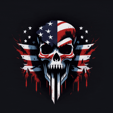 Winchawa skull biker sniper american flag GIF