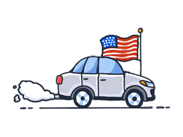 Humoer car usa flag fast Sticker