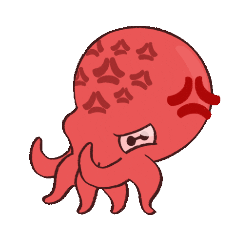 Angry Baby Octopus Sticker
