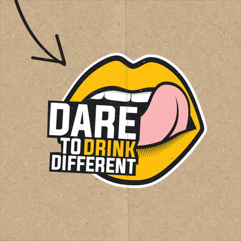 DaretoDrinkDifferent logo arrow mouth mouse GIF