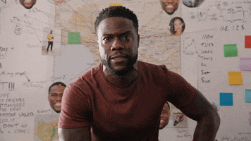 TV gif. A frustrated Kevin Hart in Real Husbands of Hollywood looks angry and tenses his face.