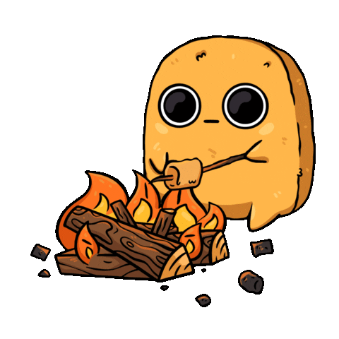 This Is Fine Camp Fire Sticker by Sad Nuggie