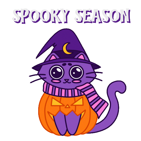 Blushing Trick Or Treat Sticker by Spooks The Cat