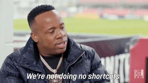 Gif of Yo Gotti talking in an interview - the caption says: We're not doing no shortcuts