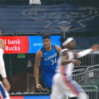 Giannis Antetokounmpo Reaction GIF by Milwaukee Bucks
