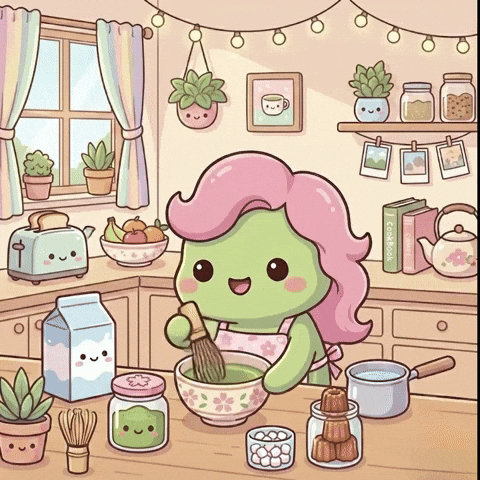 Matcha Lover GIF by KuteCosmos | Home of Fruffy