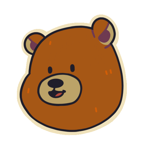 Grizzly Bear Wink Sticker by MokaJake