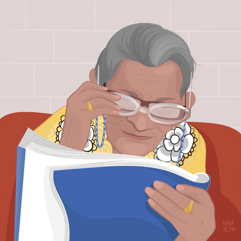 Nazaret Escobedo reading read granny old lady GIF