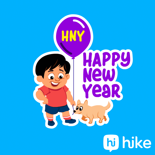 Happy New Year Sal Mubarak GIF by Hike Sticker Chat
