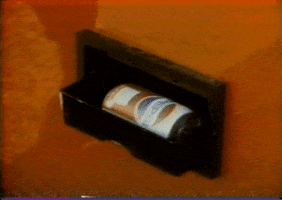 Ad gif. A vintage can of Pepsi has just landed in the pit of a vending machine and we see it rolling.