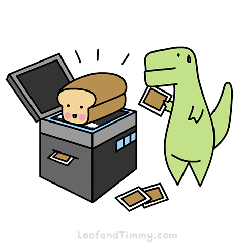 loofandtimmy office technology dinosaur bread GIF