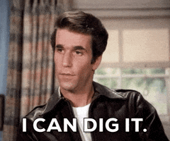 TV gif. Henry Winkler as The Fonz in Happy Days points and says, “I can dig it.”