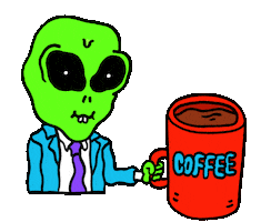 Coffee Aliens Sticker by Russell Taysom