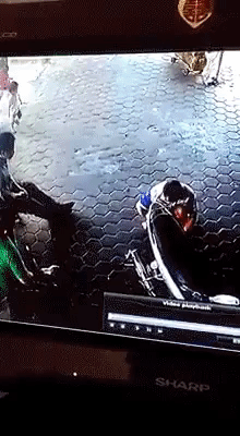 close call dad reflexes GIF